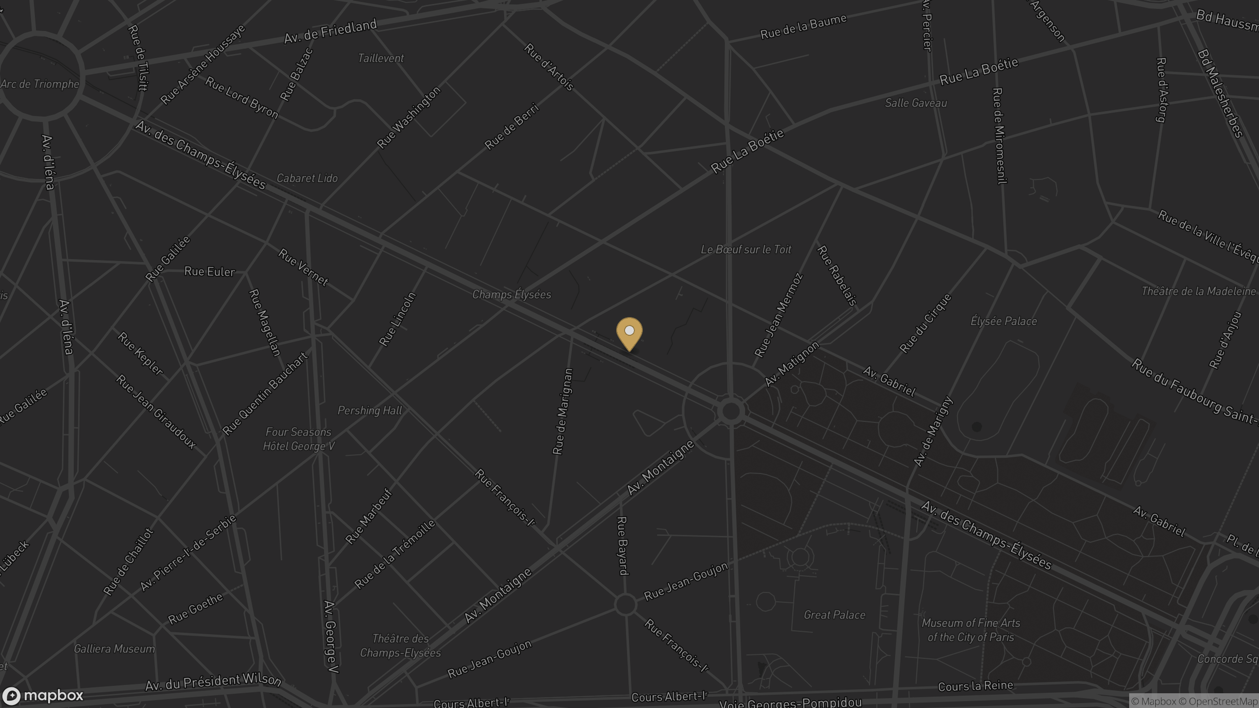 Carte de Paris 8ᵉ : 50 Avenue des Champs-Élysées, 75008, siège de HESTRADE SAS
